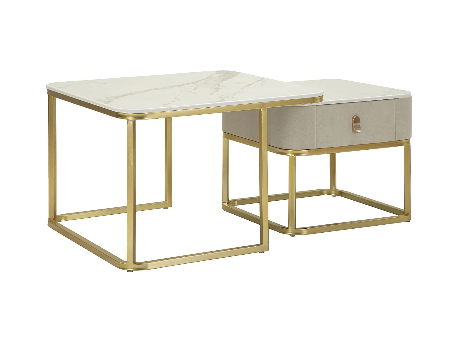 Set de 2 tables d'appoint gigognes en mdf et métal Beautry