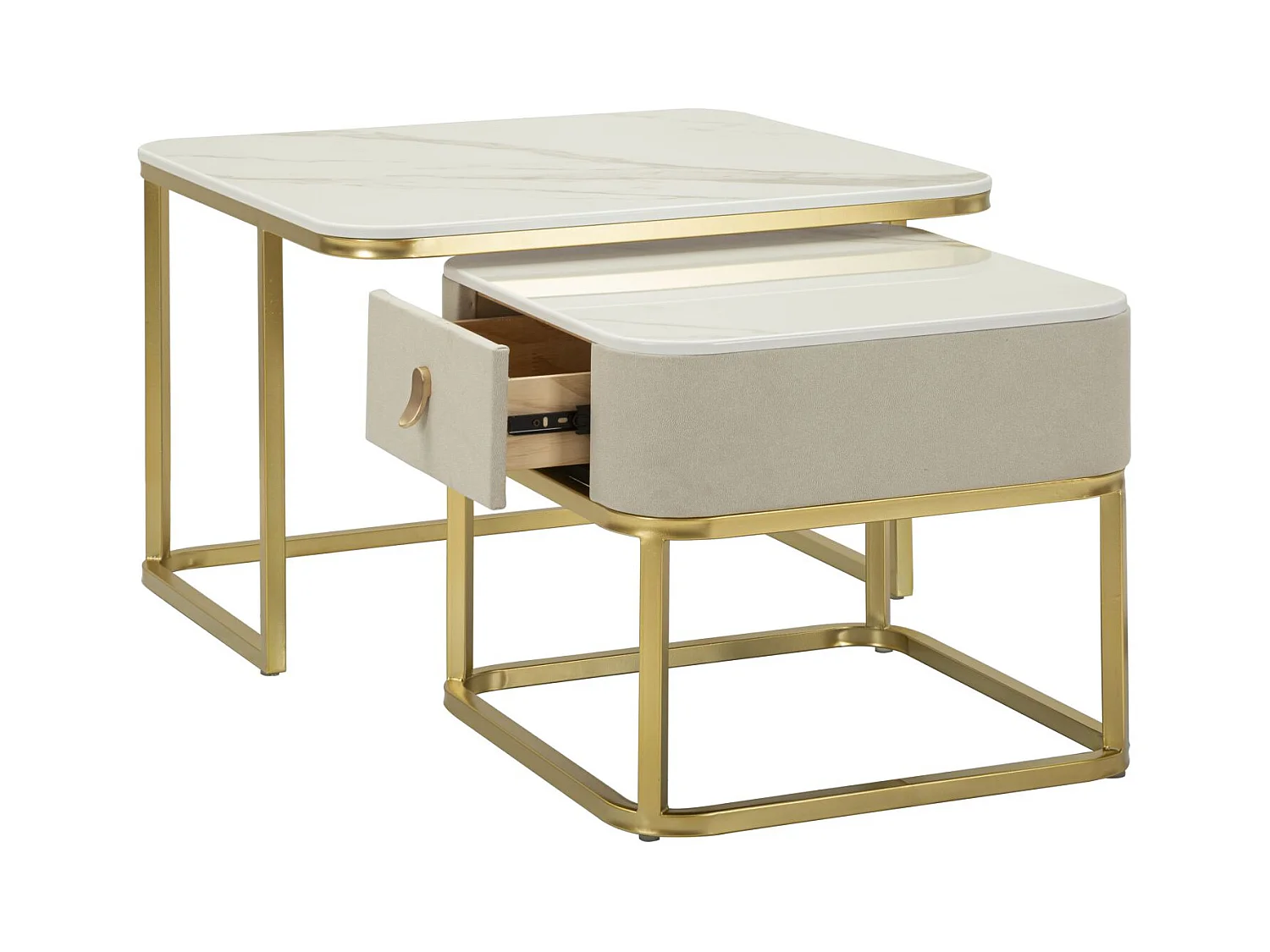 Set de 2 tables d'appoint gigognes en mdf et métal Beautry