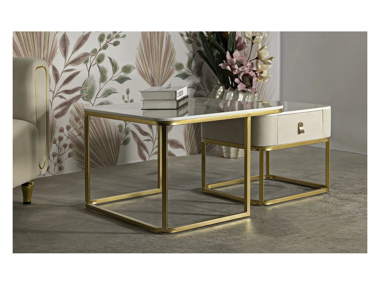 Set de 2 tables d'appoint gigognes en mdf et métal Beautry