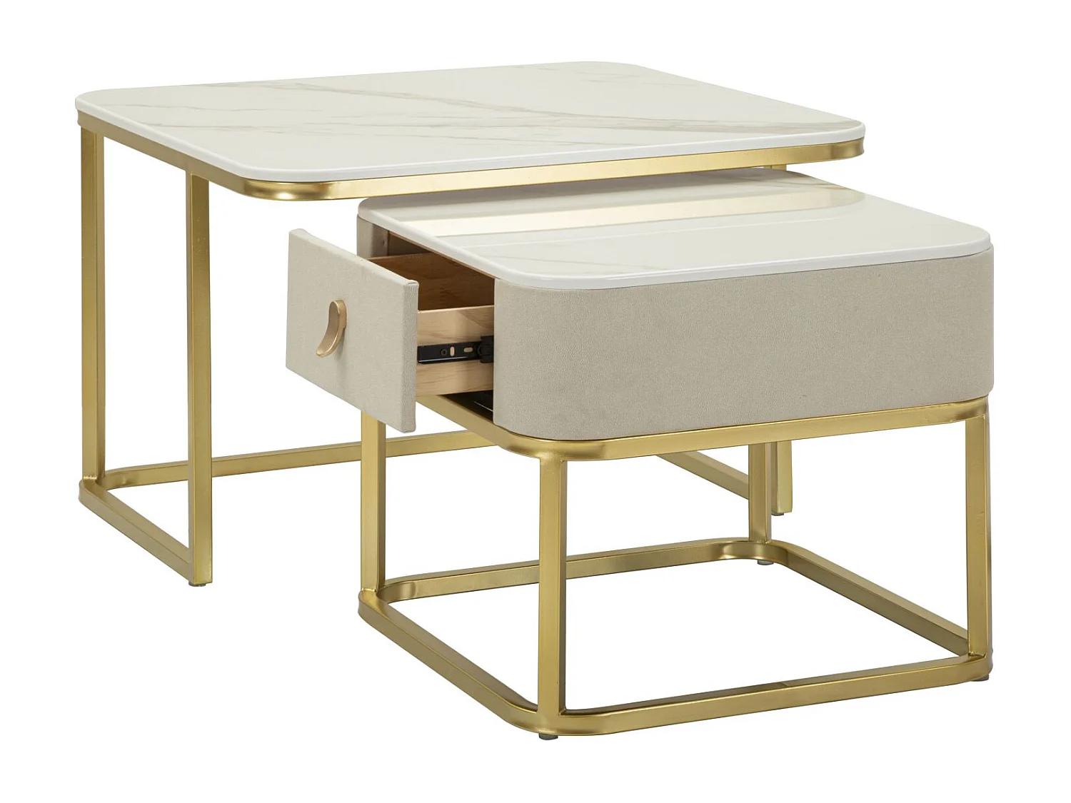 Set de 2 tables d'appoint gigognes en mdf et métal Beautry