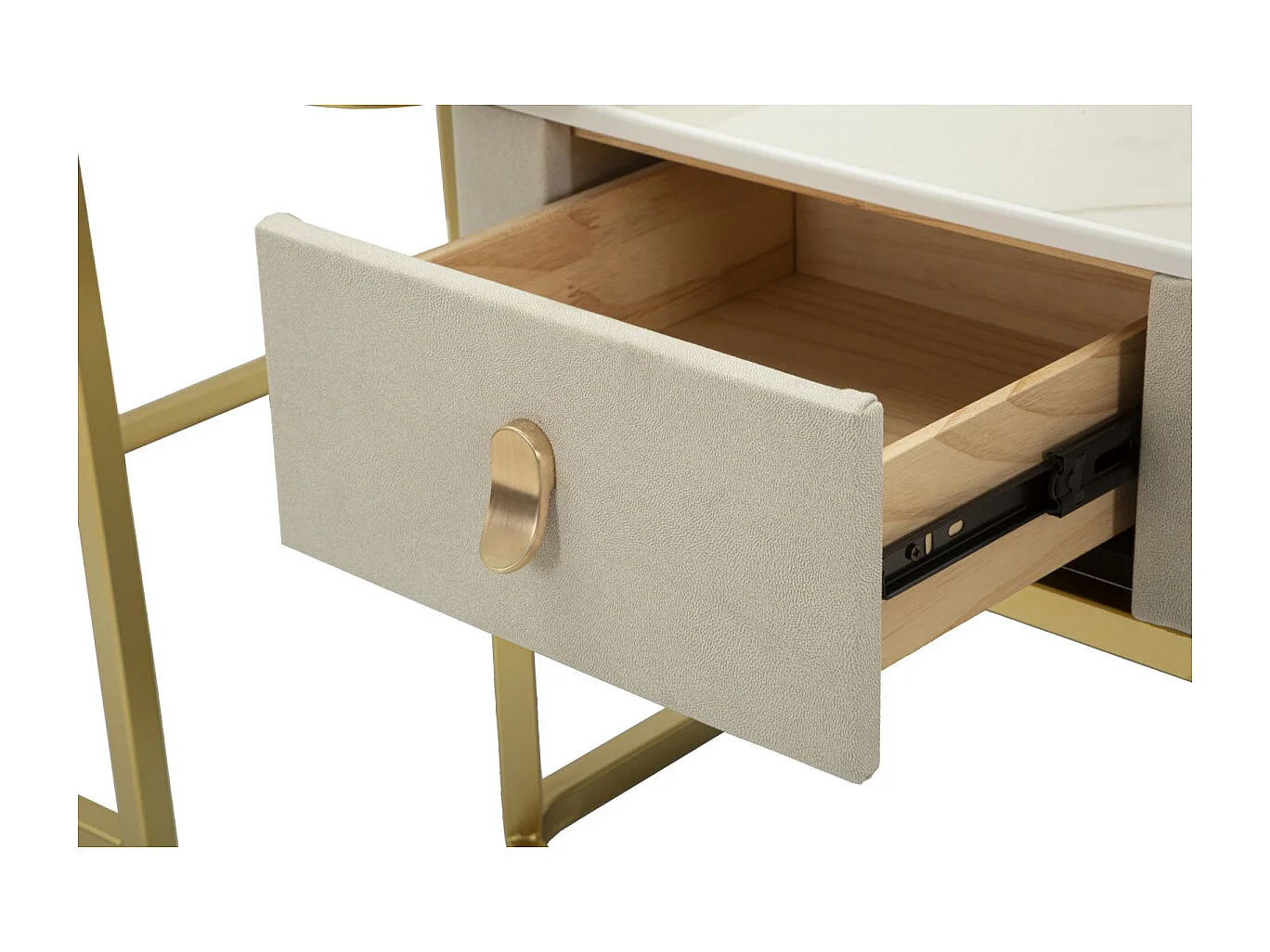 Lot de 2 Tables Basses "Beauty" 70cm Crème & Or
