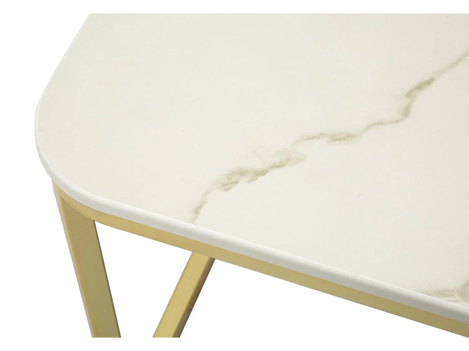 Lot de 2 Tables Basses "Beauty" 70cm Crème & Or