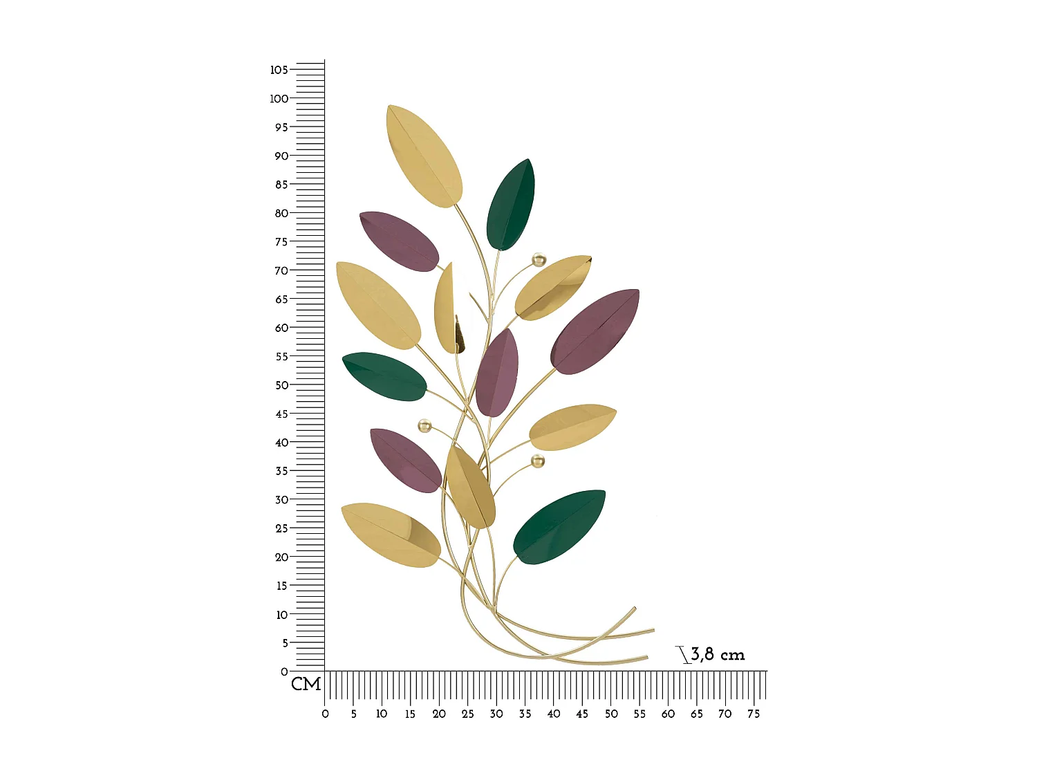 3D decoratief paneel met bladeren, 59x3,8x98,4 cm