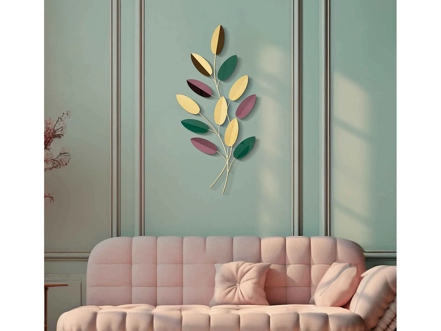 3D decoratief paneel met bladeren, 31x1,9x61 cm