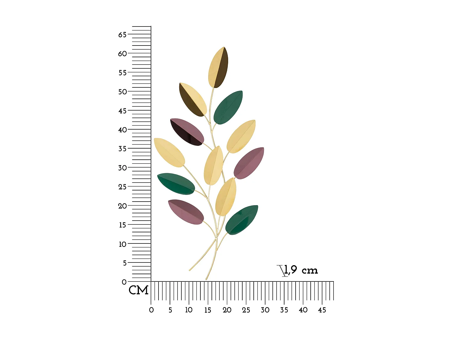 3D decoratief paneel met bladeren, 31x1,9x61 cm