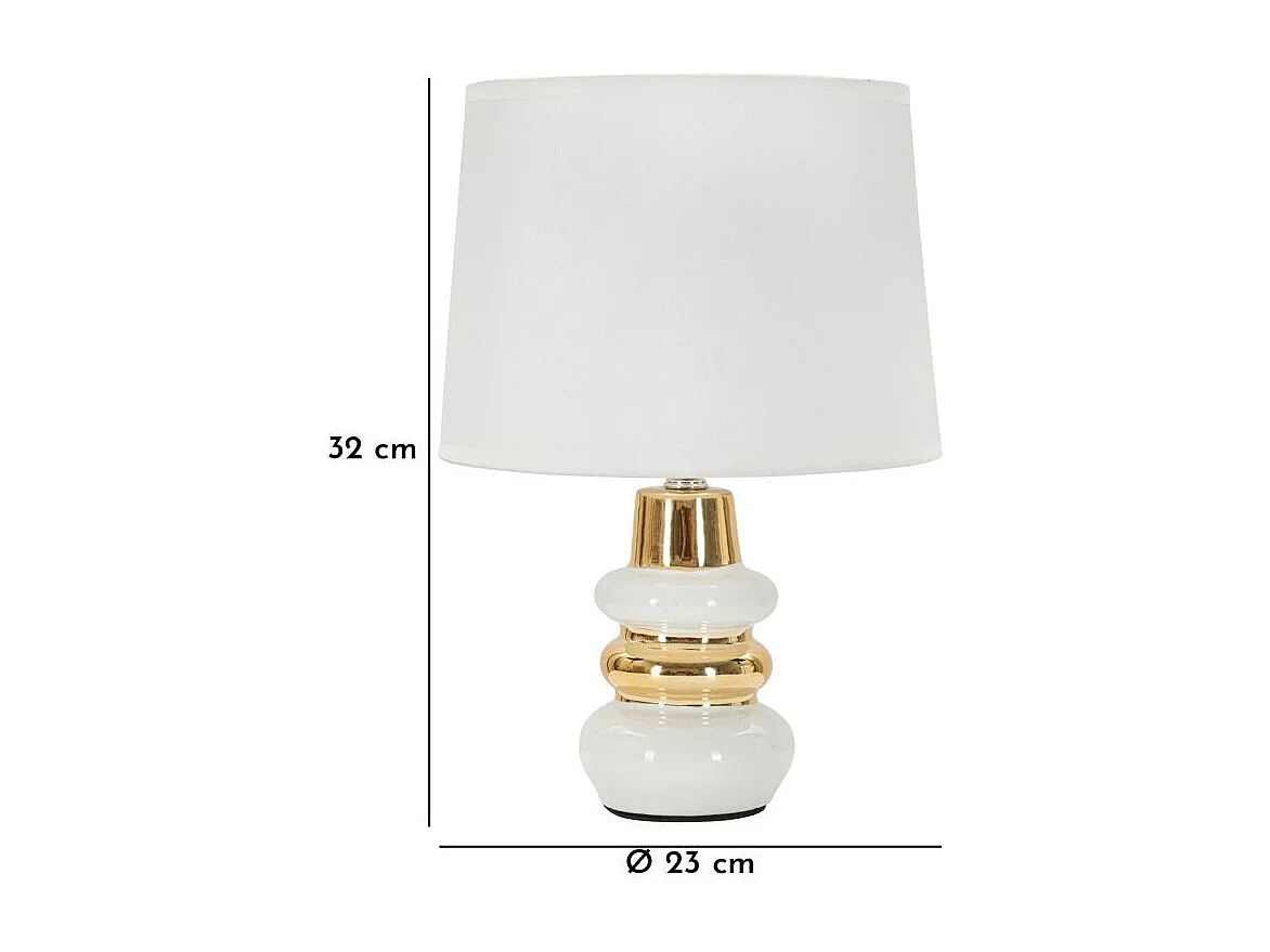 Lampe à Poser en Céramique "Liara" 32cm Blanc & Or