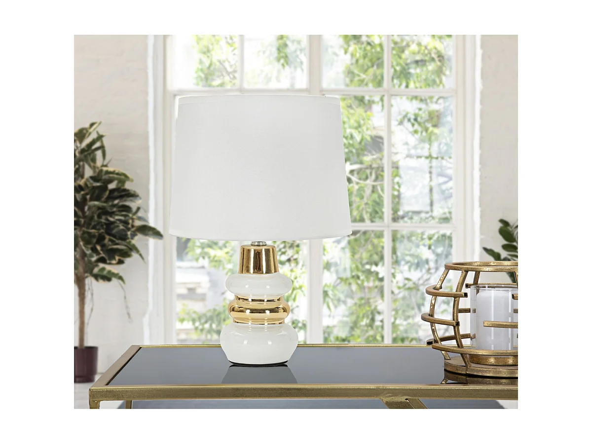 Lampe à Poser en Céramique "Liara" 32cm Blanc & Or