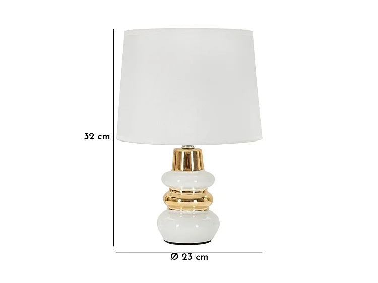 Lampe à Poser en Céramique "Liara" 32cm Blanc & Or