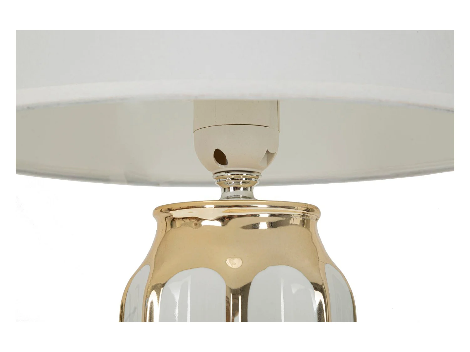 Lampe à Poser en Céramique "Cassy" 40cm Blanc & Or