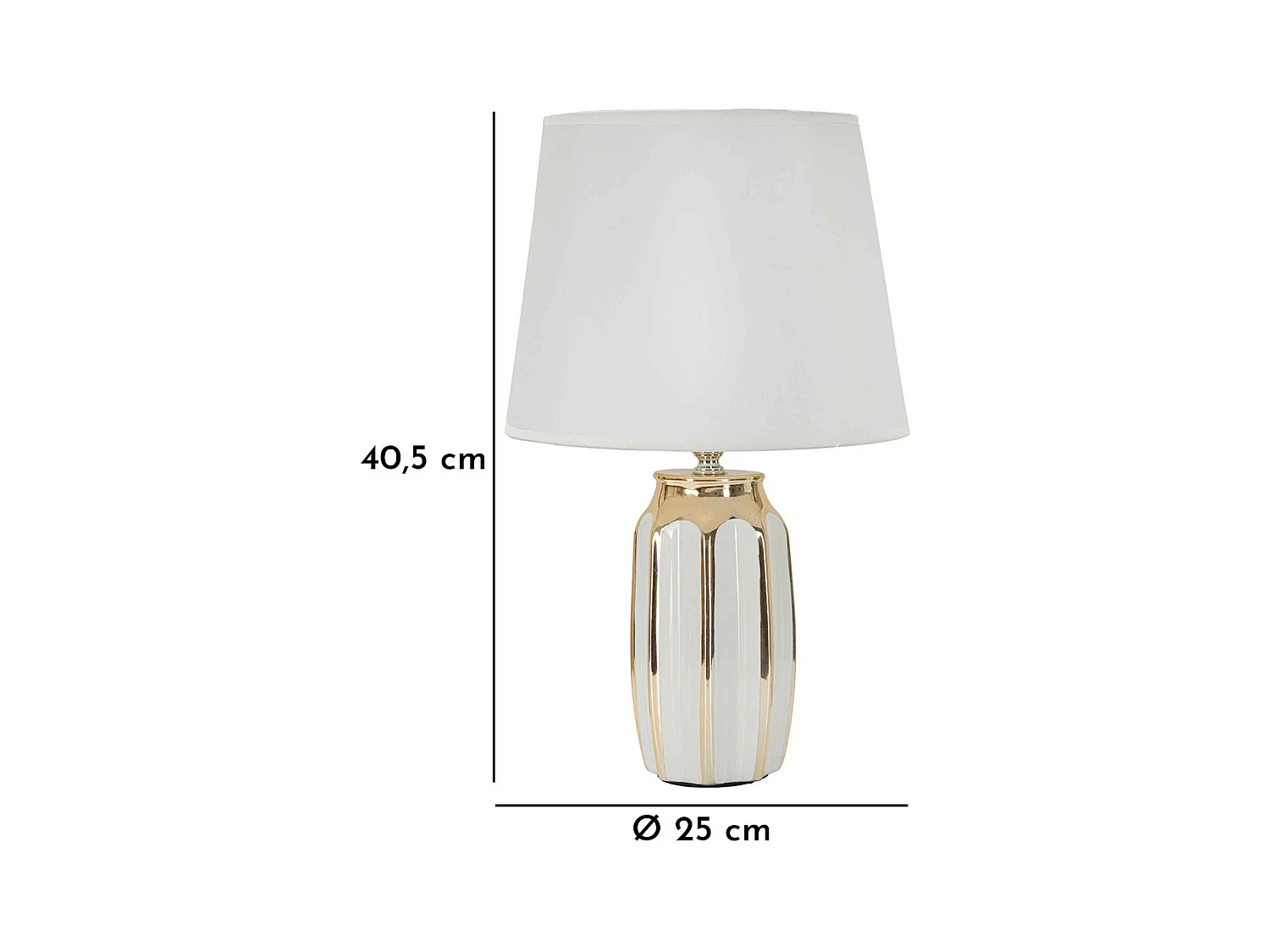 Lampe à Poser en Céramique "Cassy" 40cm Blanc & Or