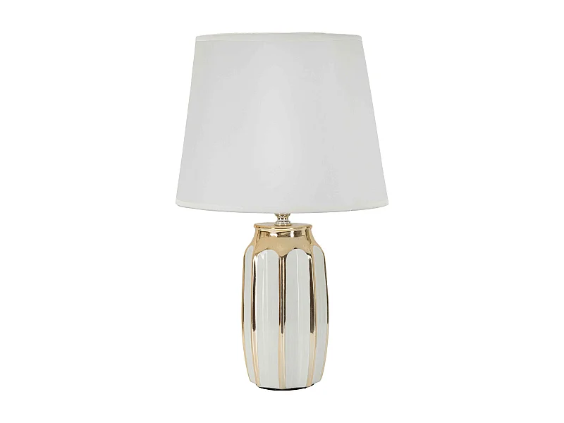 Lampe à Poser en Céramique "Cassy" 40cm Blanc & Or