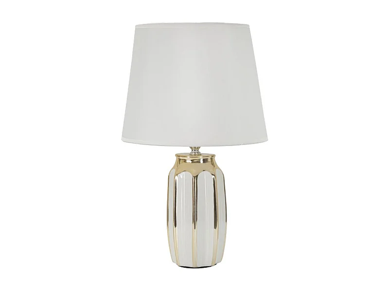 Lampe à Poser en Céramique "Cassy" 40cm Blanc & Or