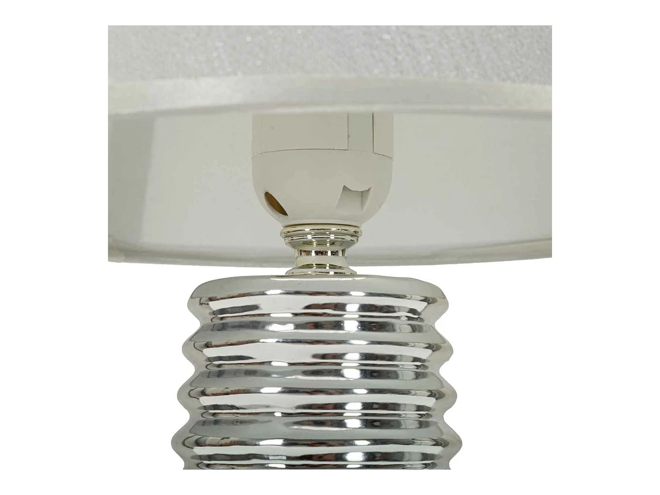 Lampe à Poser en Céramique "Candela" 41cm Argent & Blanc