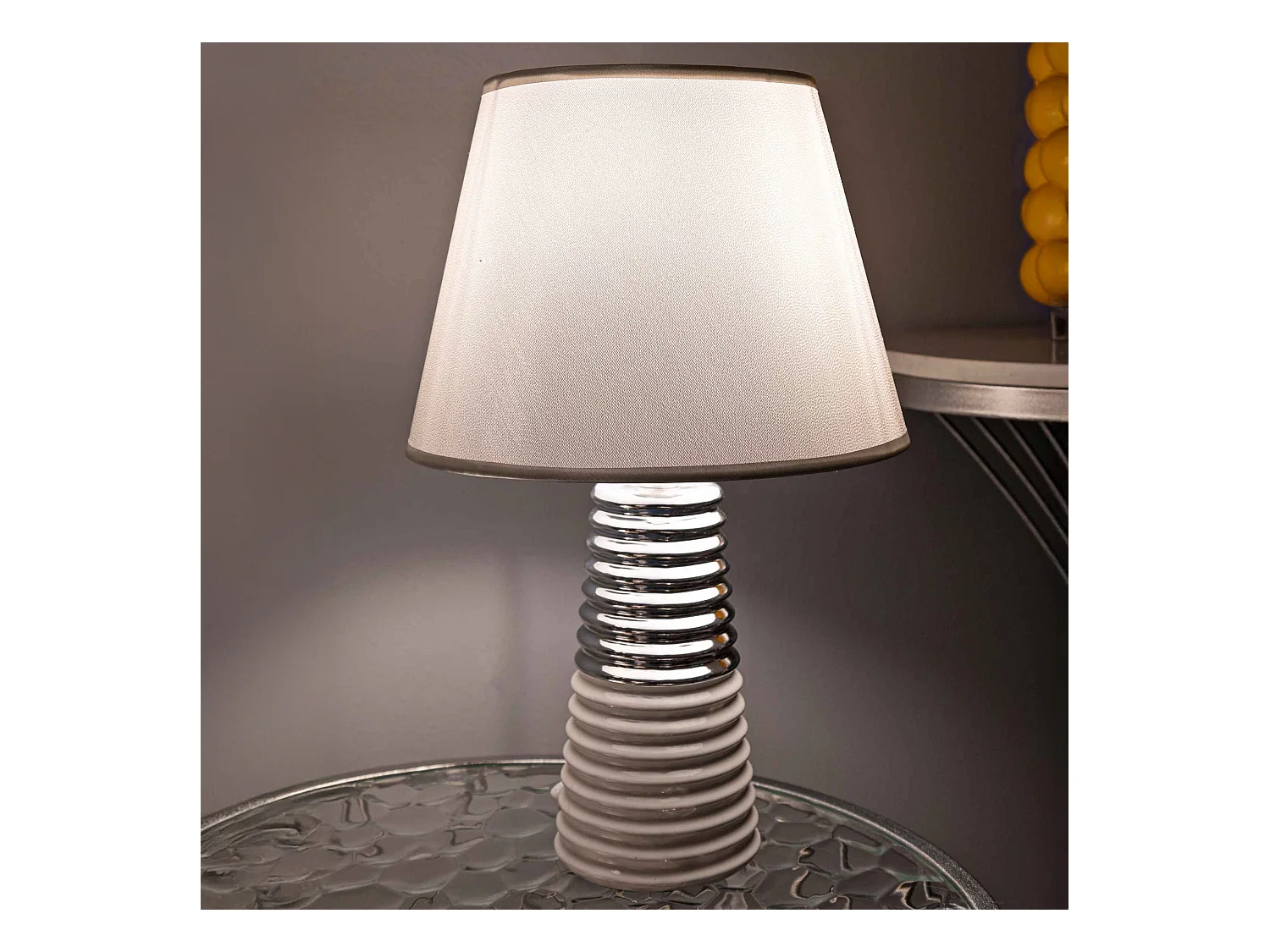 Lampe à Poser en Céramique "Candela" 41cm Argent & Blanc
