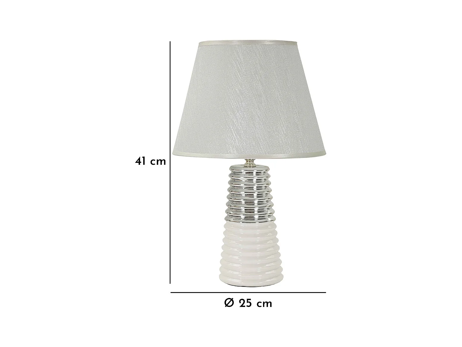 Lampe à Poser en Céramique "Candela" 41cm Argent & Blanc