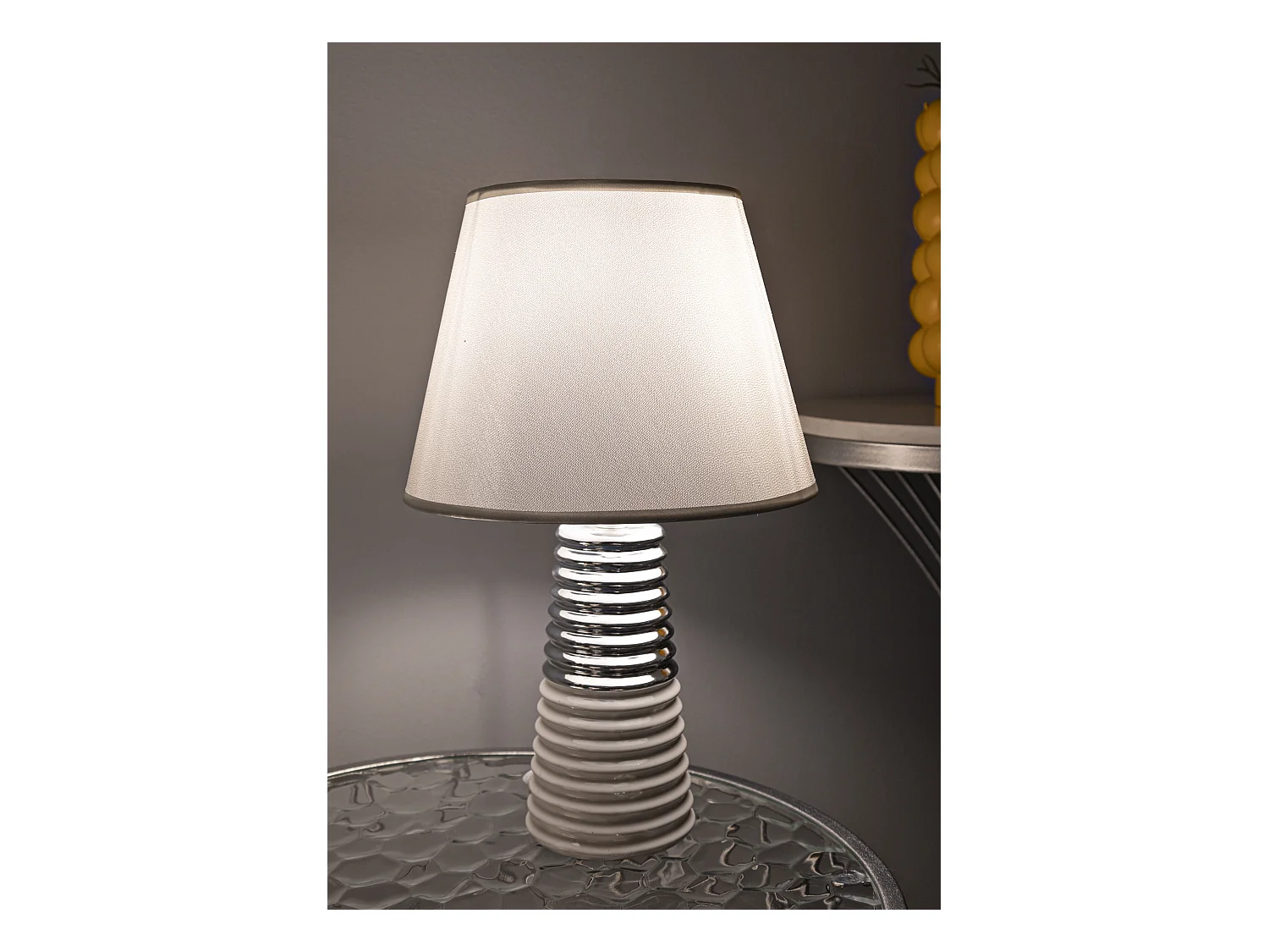 Lampe à Poser en Céramique "Candela" 41cm Argent & Blanc