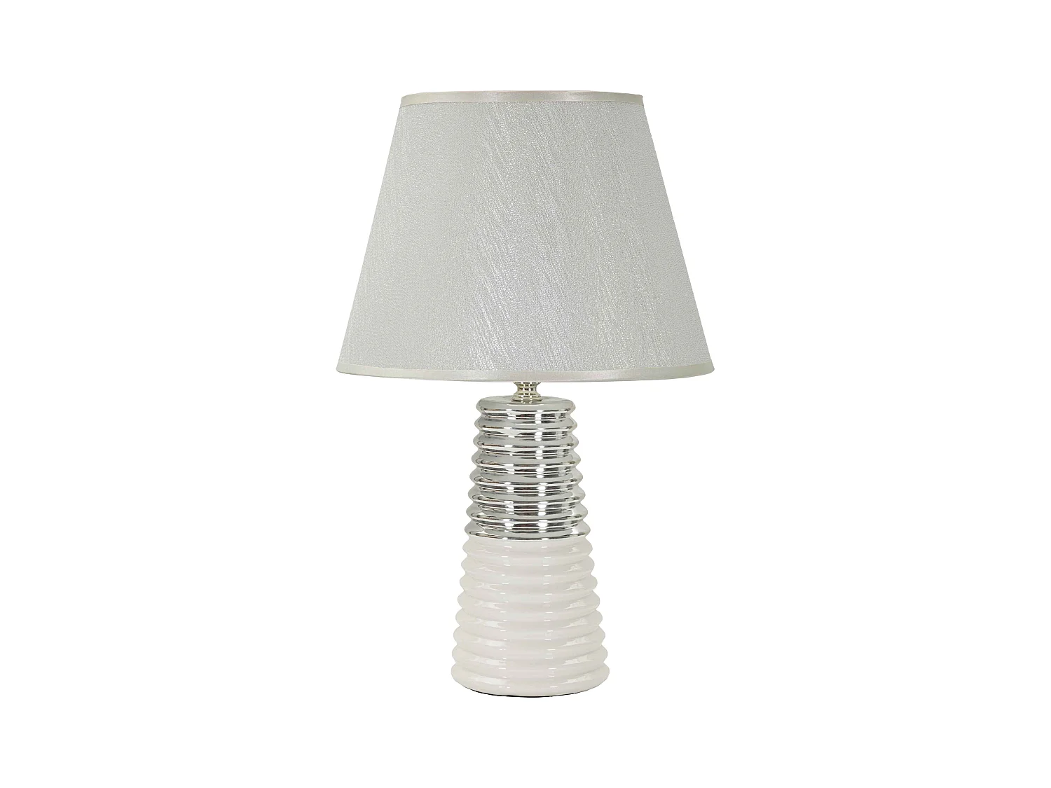 Lampada da tavolo in ceramica bianca e argentata Ø cm 25x41