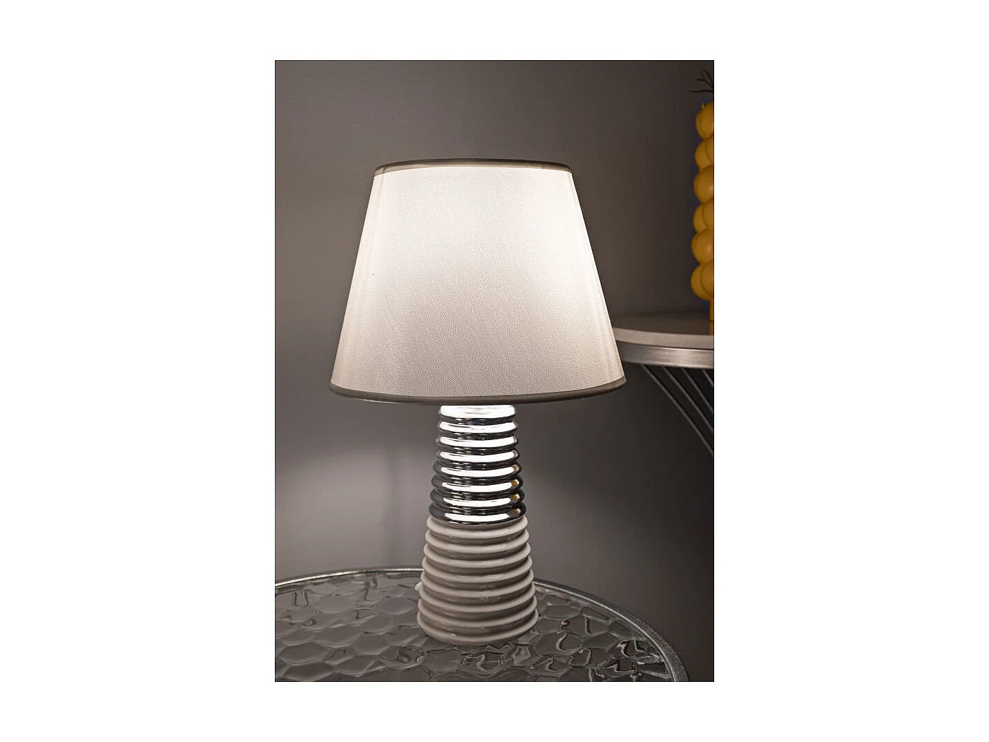 Lampe à Poser en Céramique "Candela" 41cm Argent & Blanc