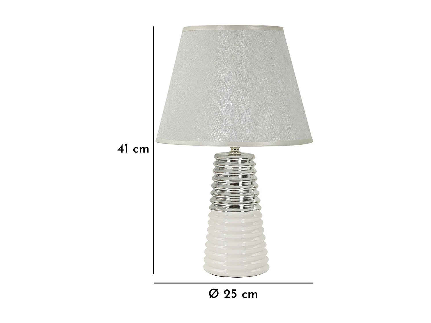 Lampe à Poser en Céramique "Candela" 41cm Argent & Blanc