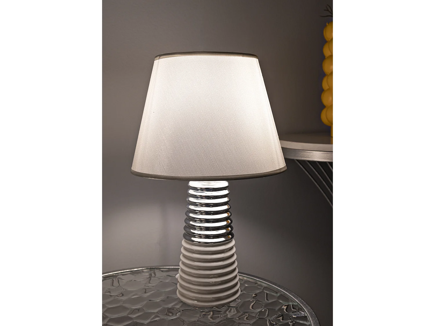 Lampe à Poser en Céramique "Candela" 41cm Argent & Blanc