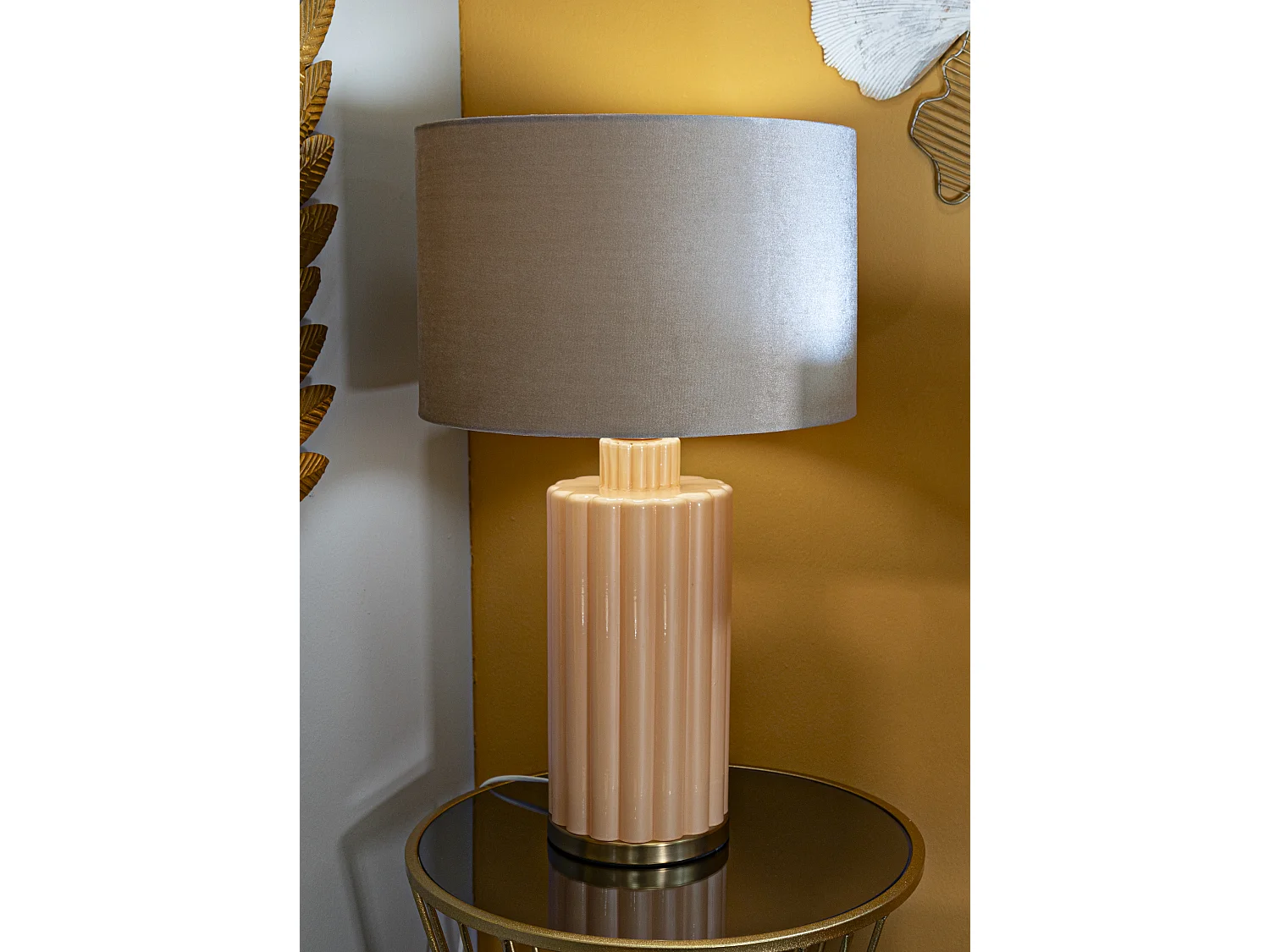 Lampe à Poser "Perly" 69cm Perle & Or