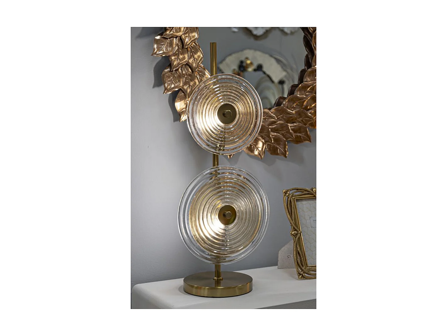 Lampada da tavolo in metallo e vetro dorata Ø cm 25x63