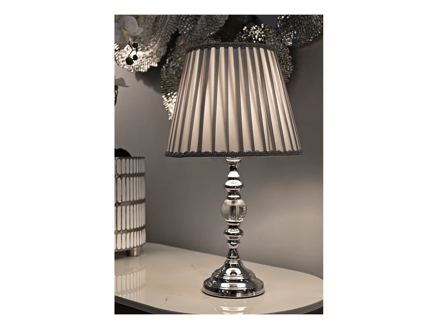 Lampe à Poser Design en Métal "Tolly" 46cm Argent