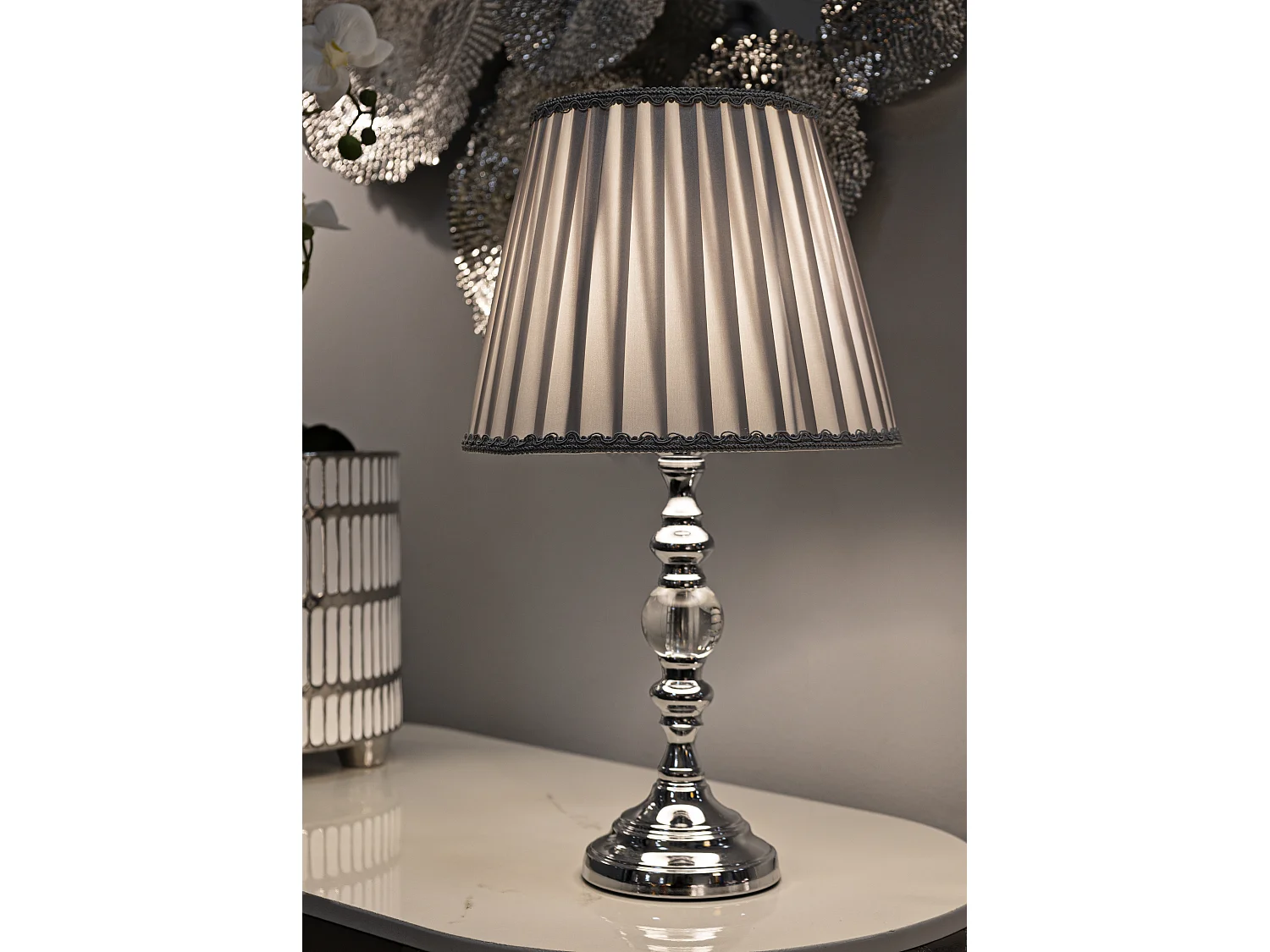 Lampe à Poser Design en Métal "Tolly" 46cm Argent