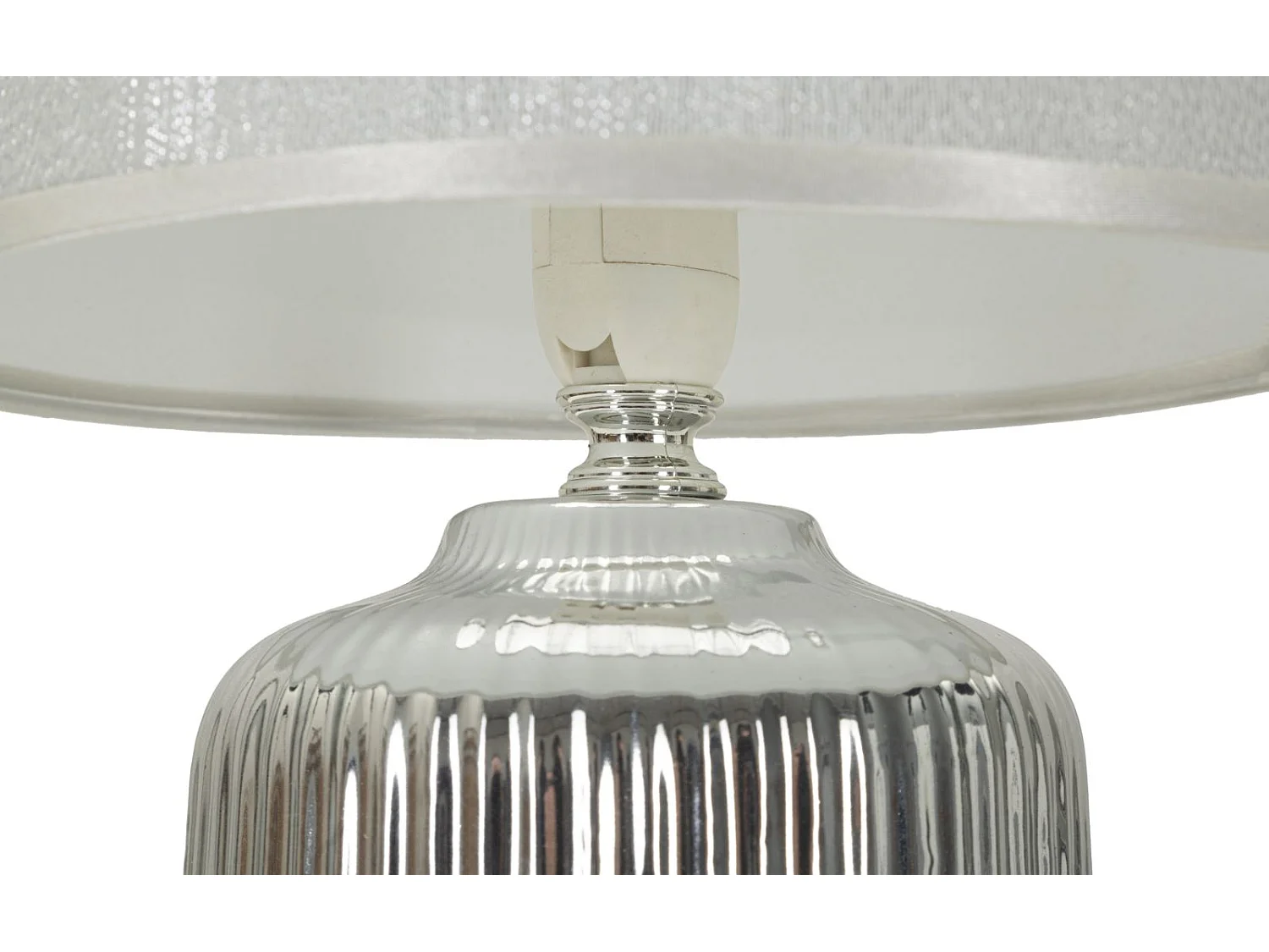 Lampe à Poser en Céramique "Lucina" 29cm Argent & Blanc