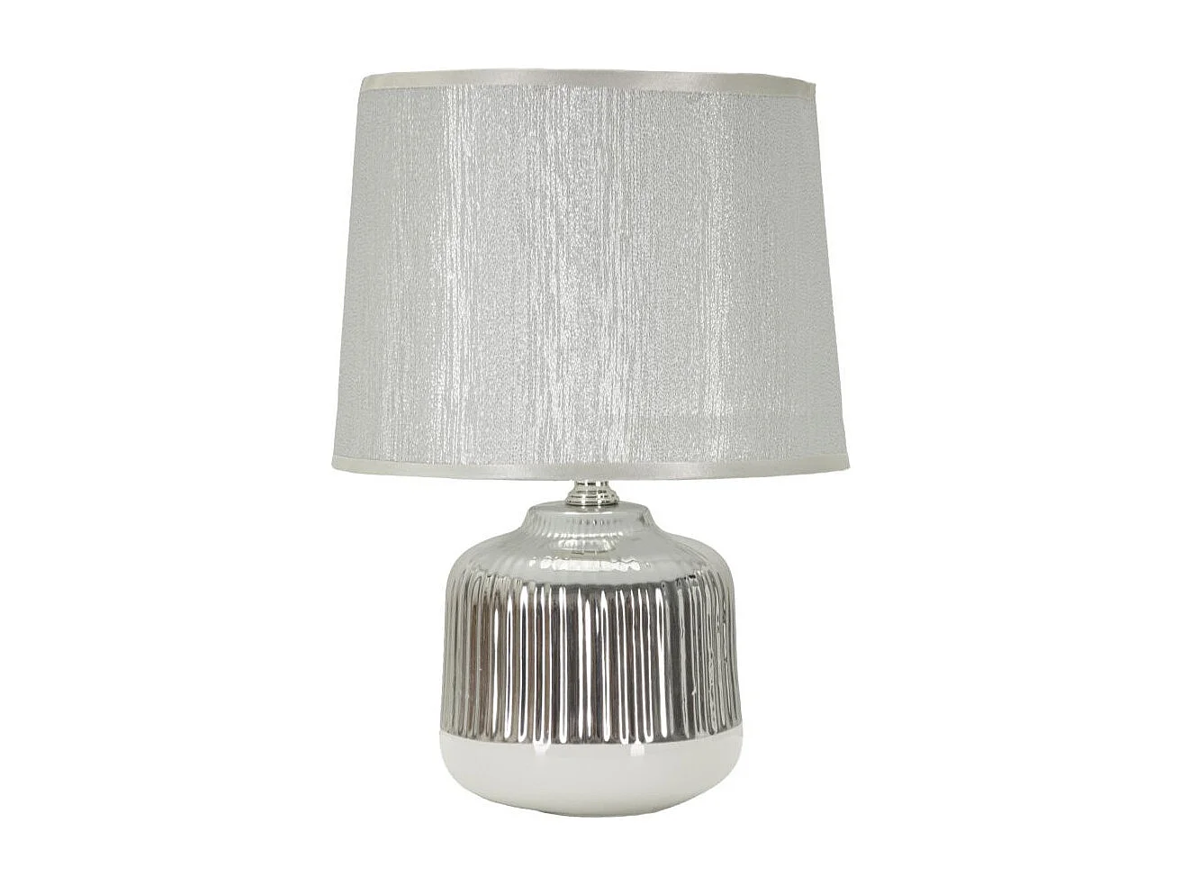 Lampe à Poser en Céramique "Lucina" 29cm Argent & Blanc
