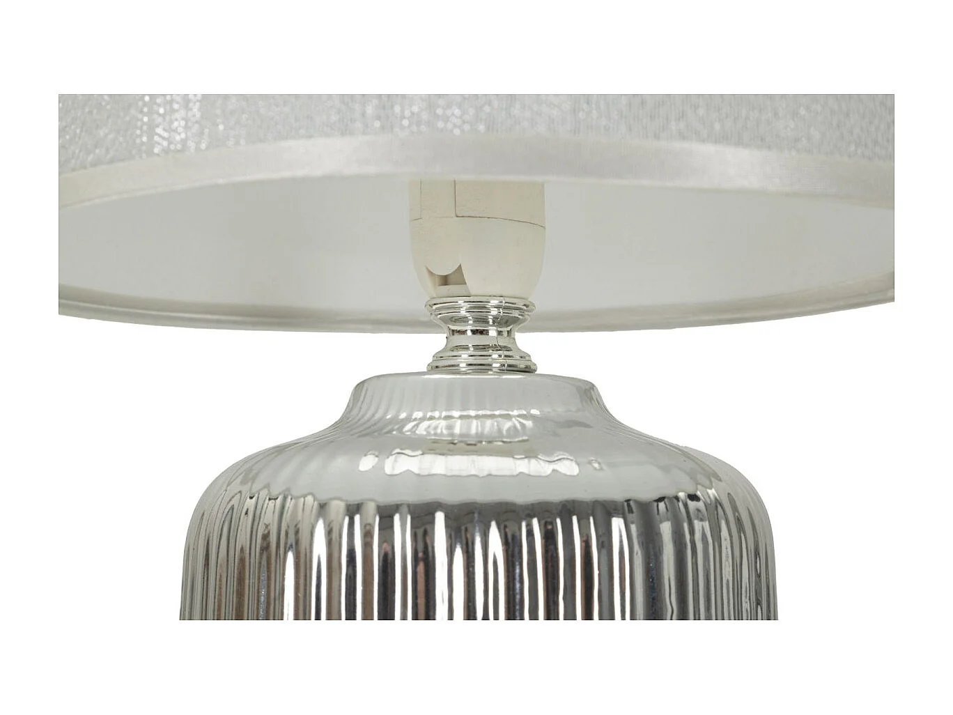 Lampe à Poser en Céramique "Lucina" 29cm Argent & Blanc