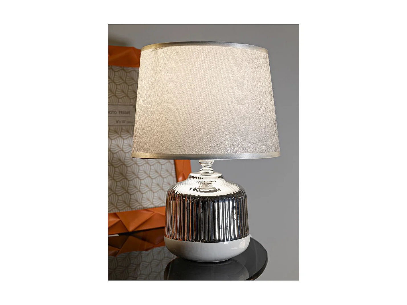 Lampe à Poser en Céramique "Lucina" 29cm Argent & Blanc