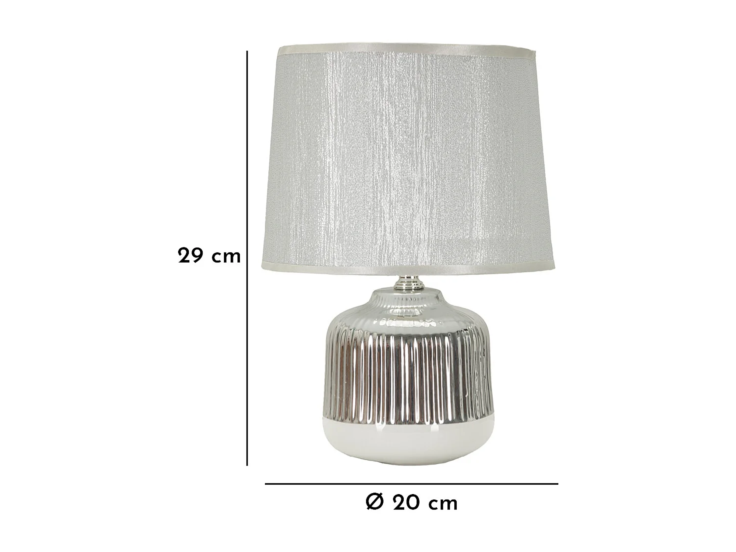 Lampe à Poser en Céramique "Lucina" 29cm Argent & Blanc