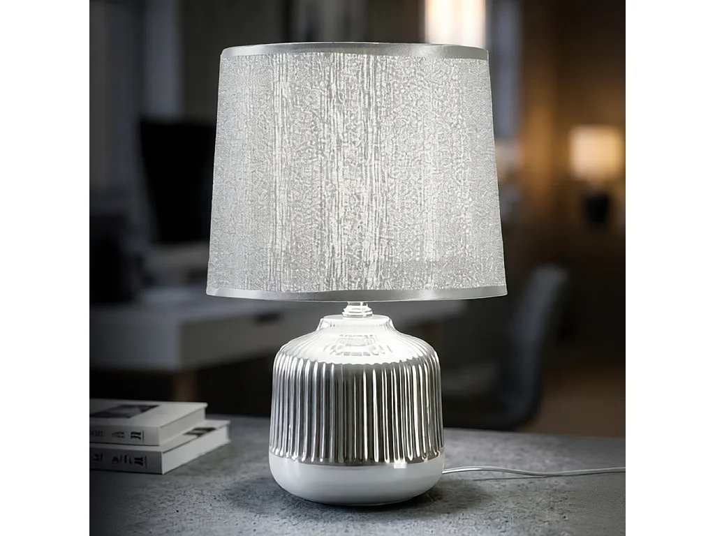 Lampa stołowa Lucina, kolor biały, ceramika, 20 x 20 x 29 cm, 1 x E14, Mauro Ferretti