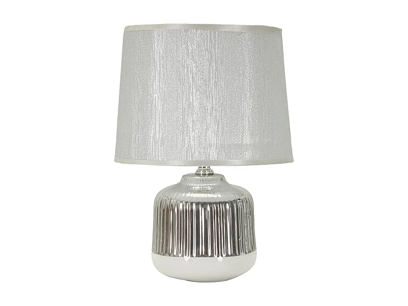 Lampe à Poser en Céramique "Lucina" 29cm Argent & Blanc