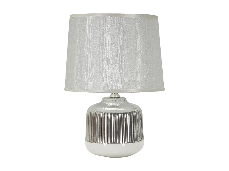Lampe à Poser en Céramique "Lucina" 29cm Argent & Blanc