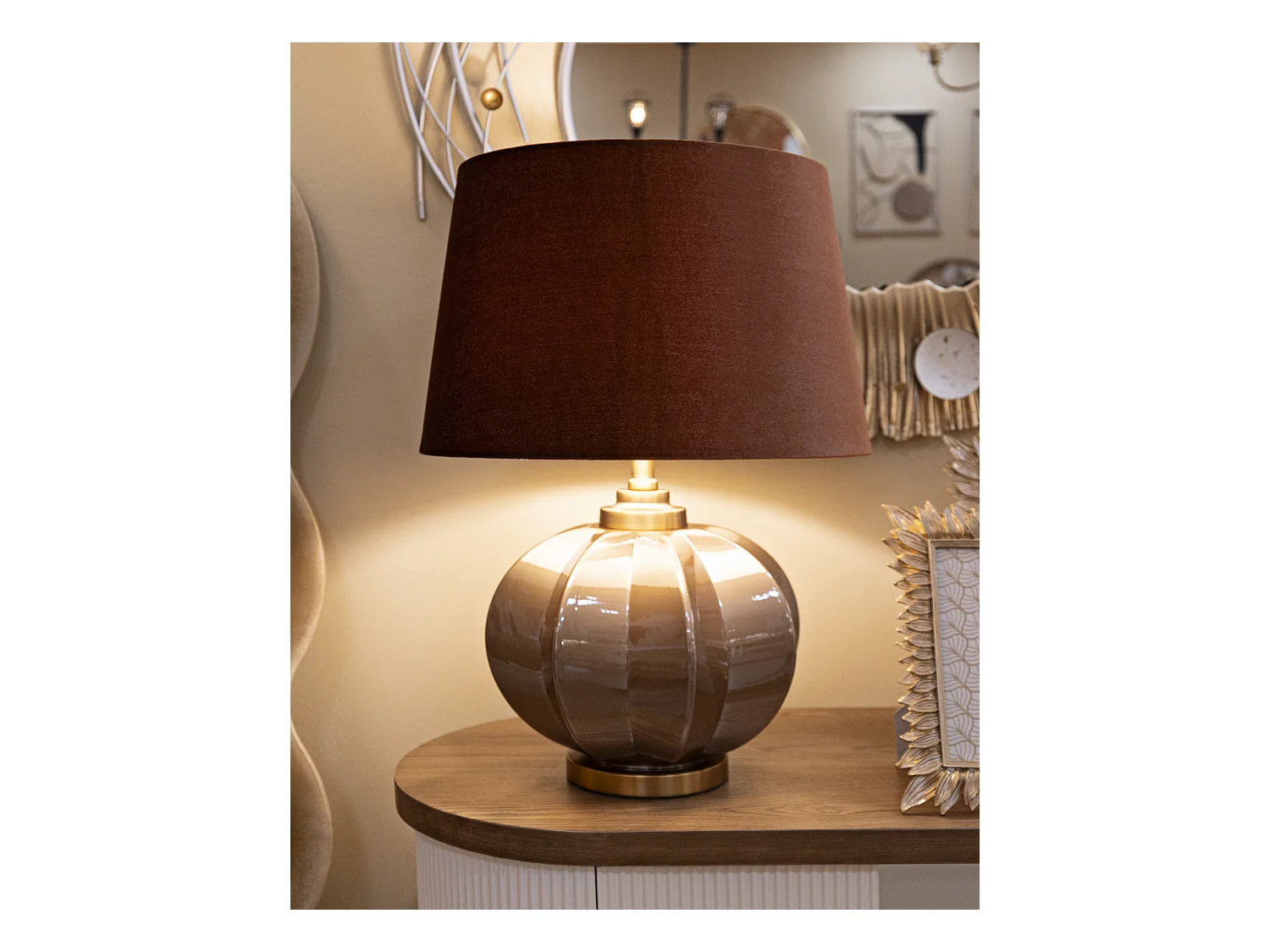 Lampe de table en verre marron cm ø 40,5x57