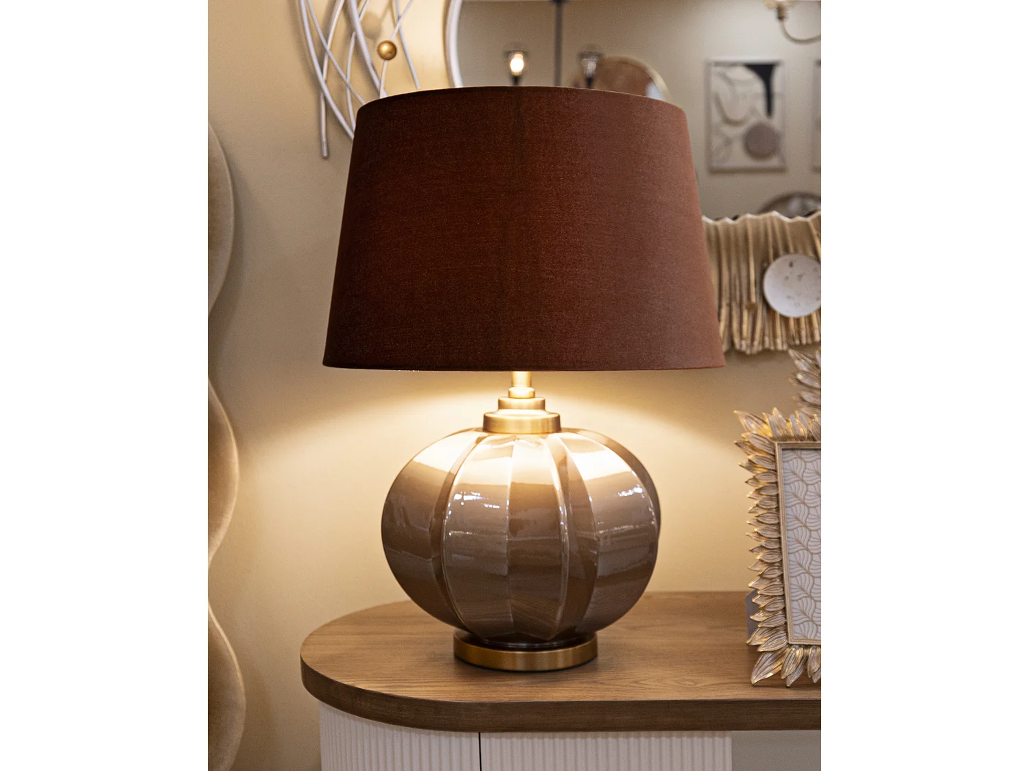 Lampe de table en verre marron cm ø 40,5x57