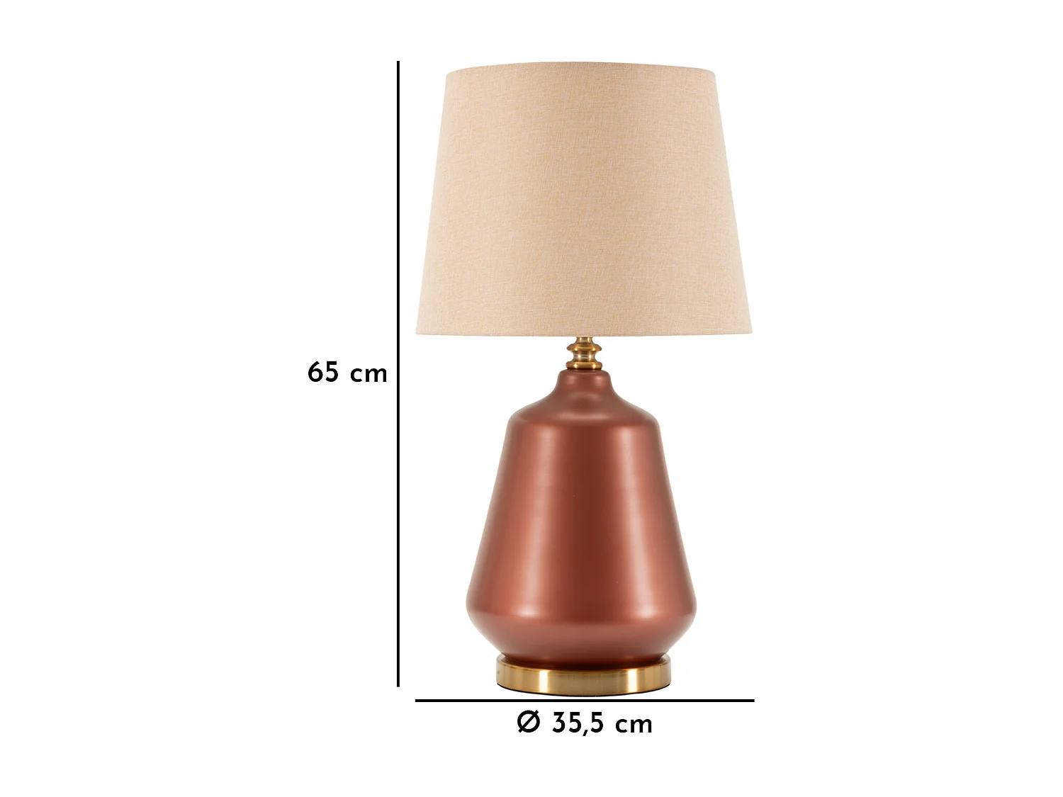 Lampe de table en verre marron cm ø 35,5x65