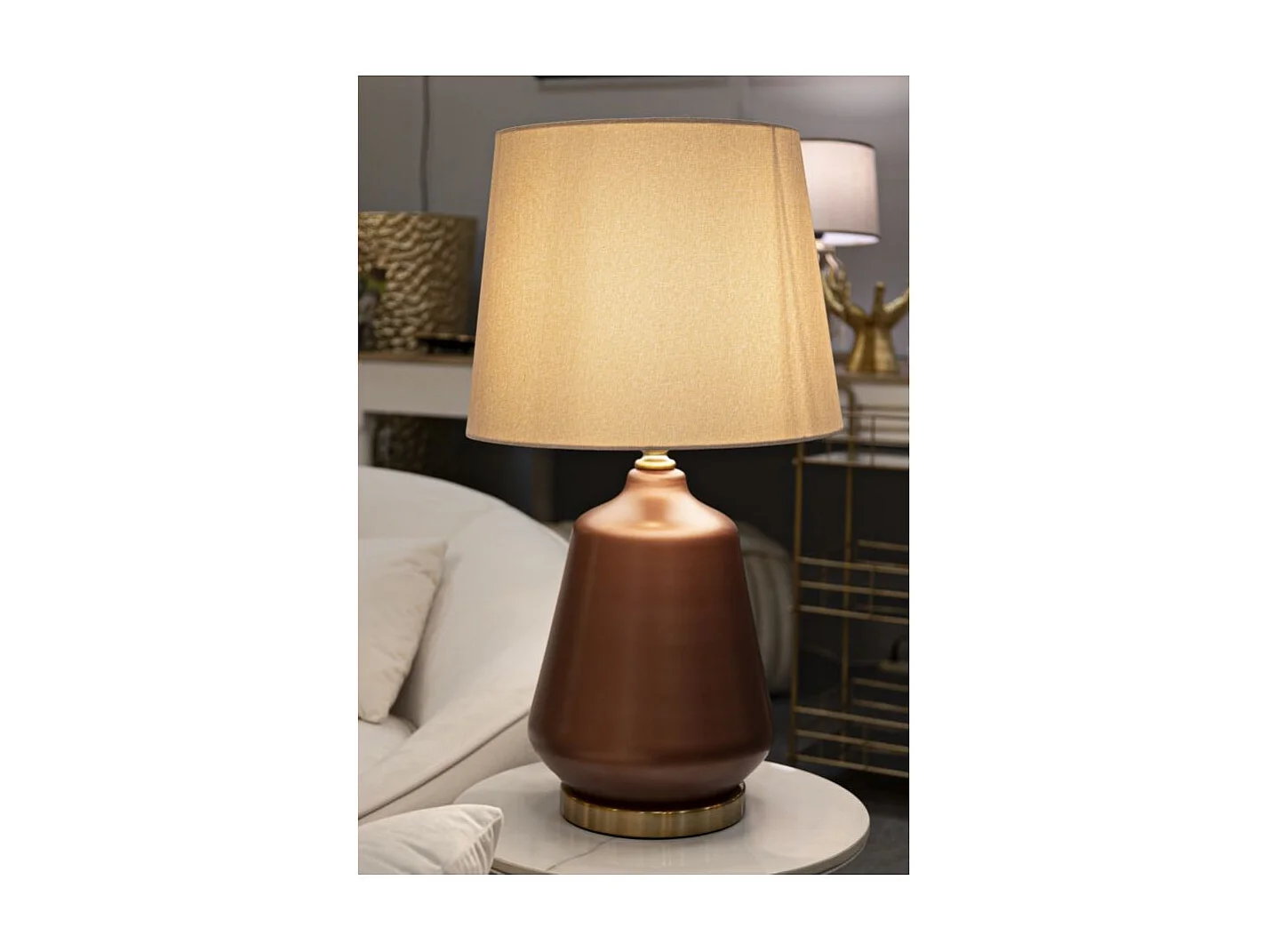 Bruine glazen tafellamp cm ø 35,5x65