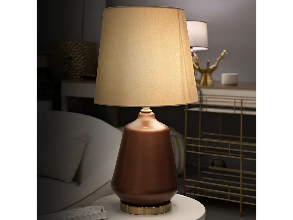 Lampa stołowa Rosenthal - C, kolor brązowy i złoty, szkło, 35,5 x 35,5 x 65 cm, 1 x E27