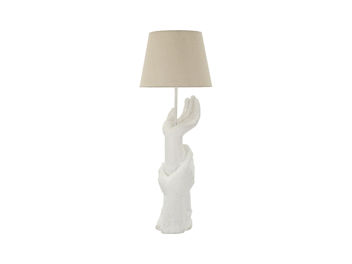 Lampada da tavolo in resina bianca con paralume crema cm ø 35x93