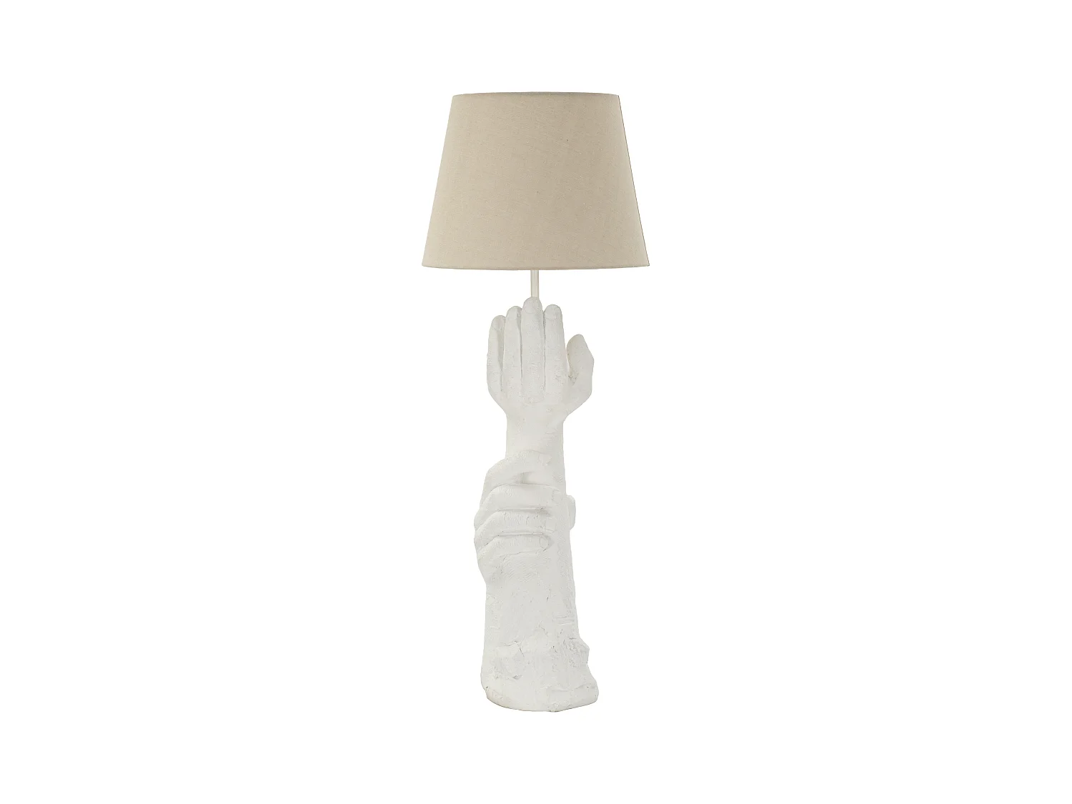 Lampada da tavolo in resina bianca con paralume crema cm ø 35x93