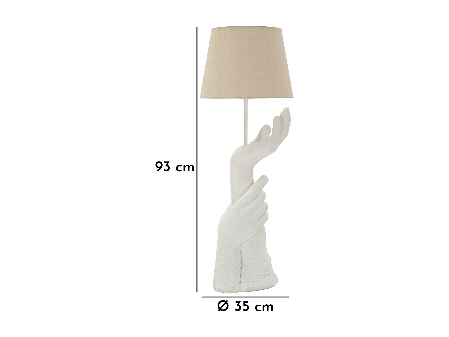 Lampada da tavolo in resina bianca con paralume crema cm ø 35x93