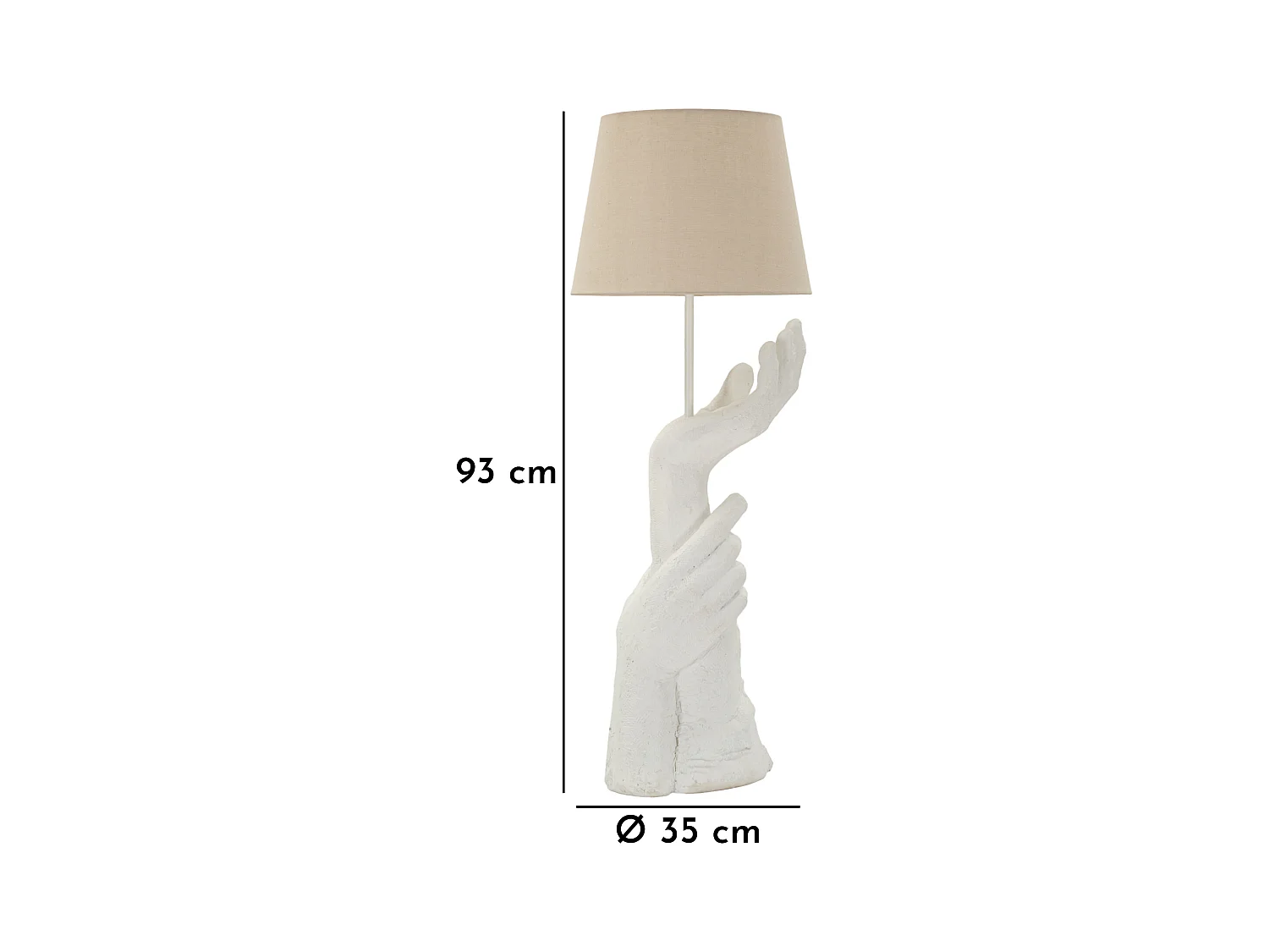 Lampe de table en résine blanche avec abat-jour crème, ø 35x93 cm