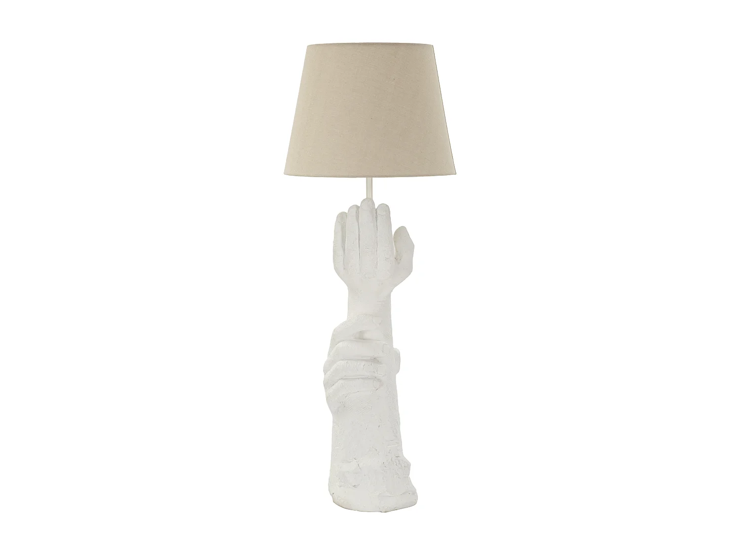 Lampe de table en résine blanche avec abat-jour crème, ø 35x93 cm