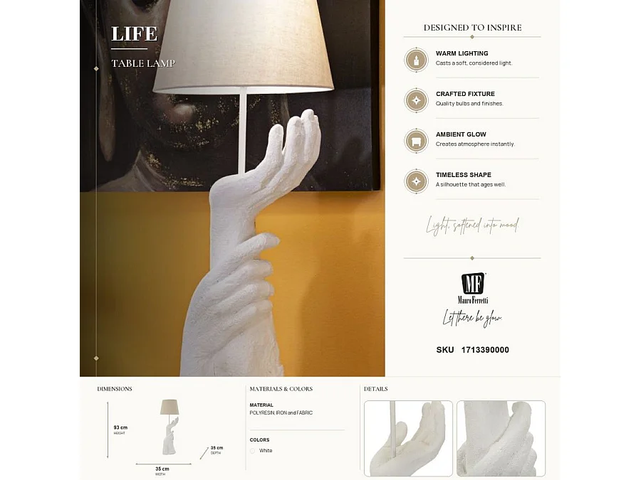Lampe à Poser Design "Life" 93cm Blanc