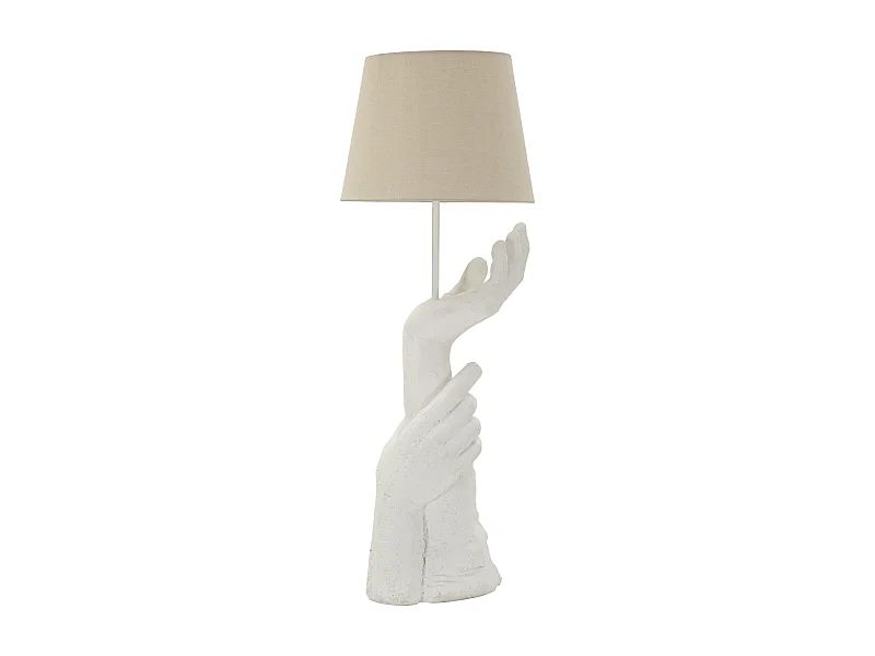 Lampe de table en résine blanche avec abat-jour crème, ø 35x93 cm