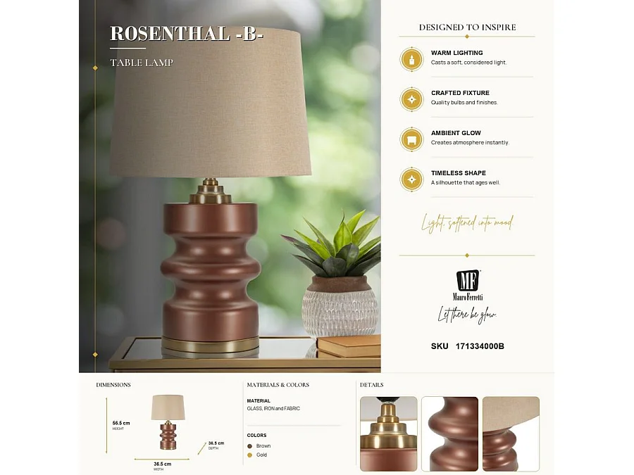 Lampe Design "Rosenthal" 56cm Marron