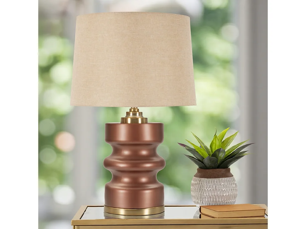 Lampa stołowa Rosenthal - B, kolor brązowy i złoty, szkło, 36,5 x 36,5 x 56,5 cm, 1 x E27